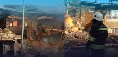 Erzurum'da Doğalgaz Patlaması 2 Ev Çöktü!