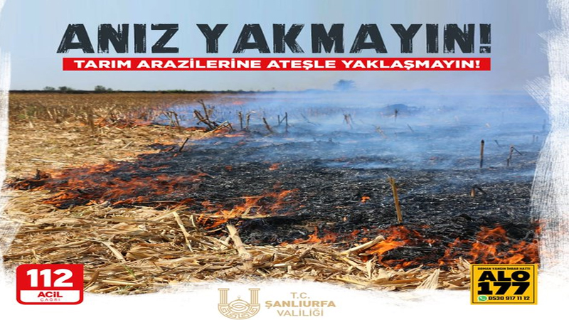 Şanlıurfa Valiliğinden Anız Yangınlarına Karşı Uyarı!