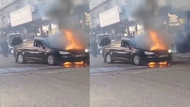 Siverek’te Park Halindeki Araç Yandı, Vatandaşlar Seferber Oldu