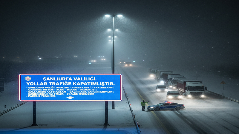 Şanlıurfa’da Tır Ve Kamyonlara Kar Engeli