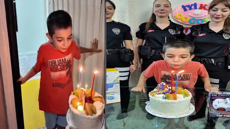 Şanlıurfa’da yunus polislerinden hasta çocuğa doğum günü sürprizi
