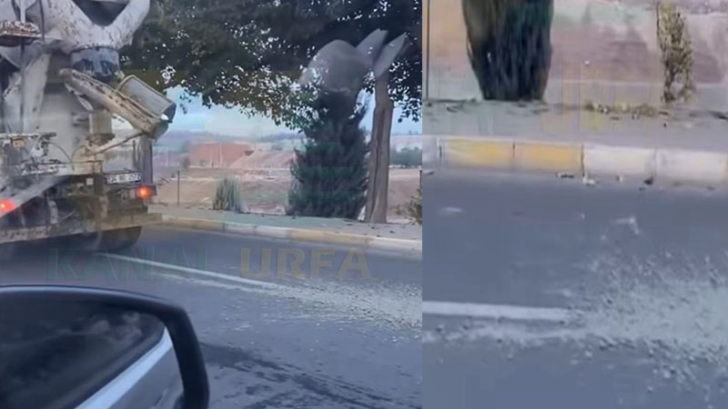 Şanlıurfa’da Beton Mikseri Yola Beton Döktü