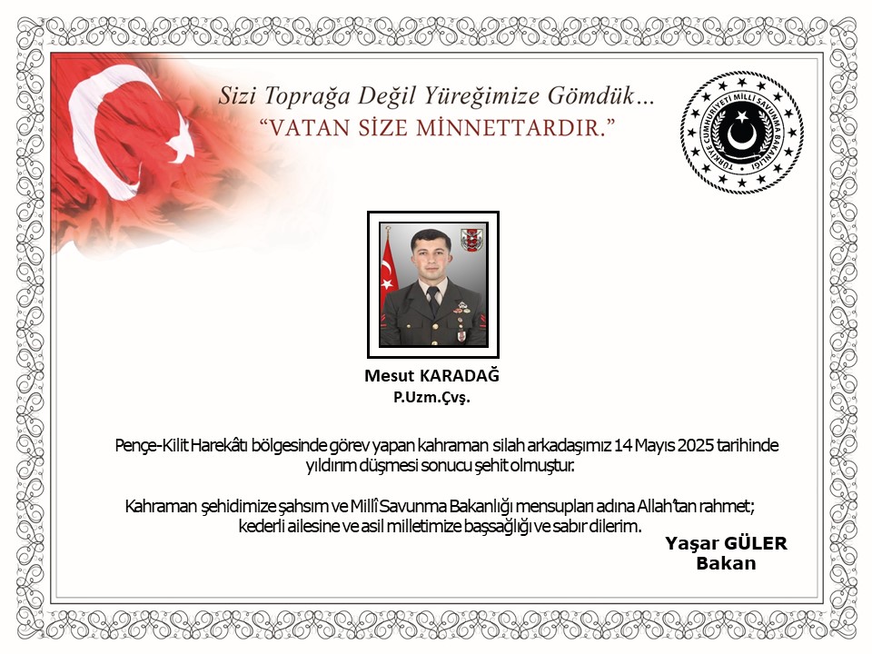 Pençe-Kilit Harekâtı bölgesinden acı haber: Bir askerimiz şehit oldu