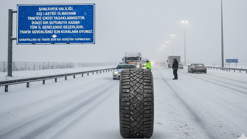 Şanlıurfa’da Kış Lastiği Olmayan Araçlara Trafik Yasağı