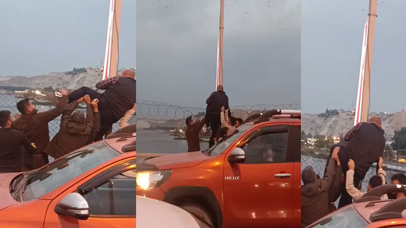 Köprü'den atlarken sürücüler son anda kurtardı!