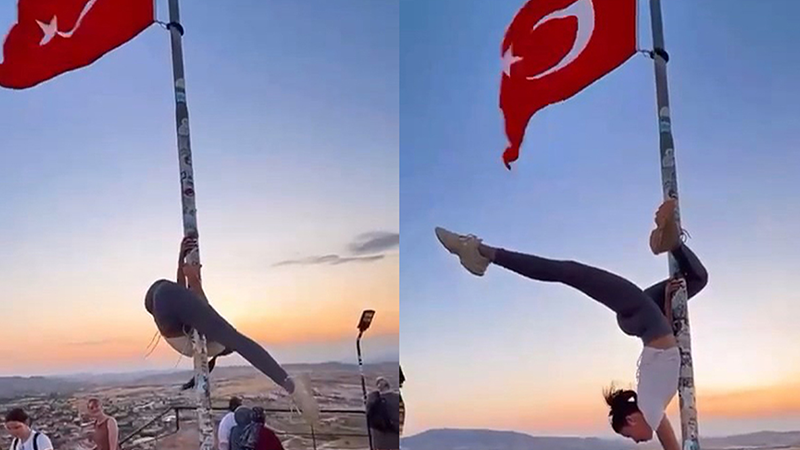 Türk Bayrağı Direğinde Uygunsuz Hareketler!