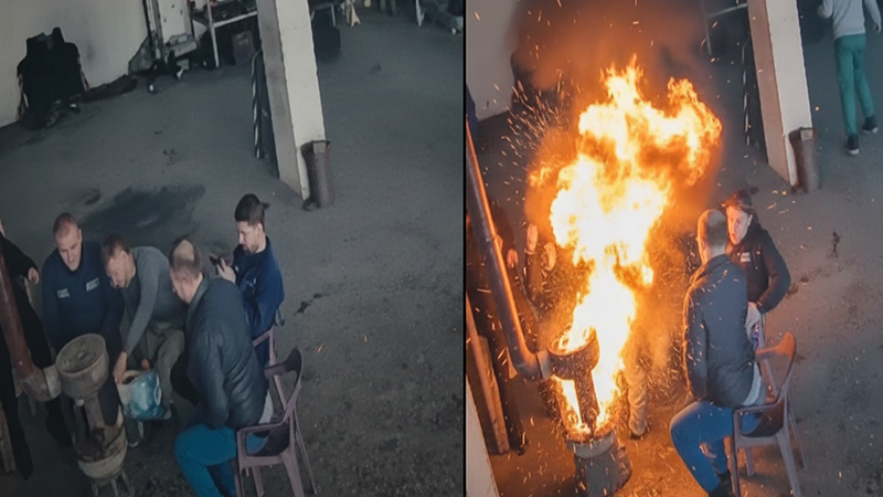 Sobaya dökülen mazot bomba gibi patladı, çırak yaralandı