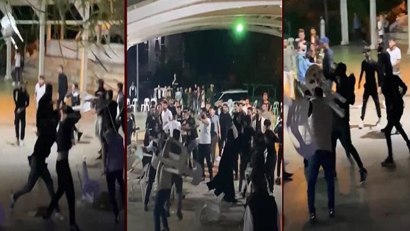 Düğünde çıkan kavgada sandalyeler havada uçuştu